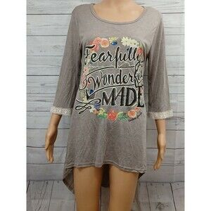 Southern Grace Fearfully Wonderfully Made Tunic Top Hi Low Sz M